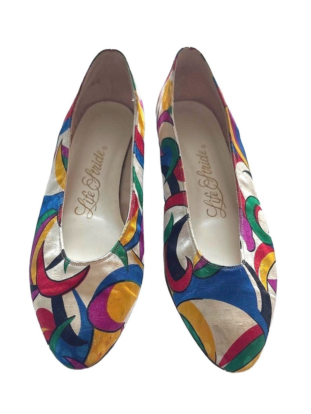 Vintage 1970s Life Stride Multicolor Abstract Pattern Ballet Flats Size 7